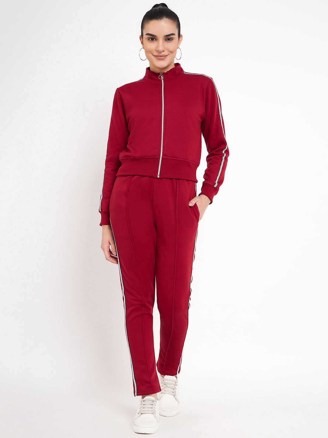 

BRINNS Women Mock Collar Tracksuit, Maroon