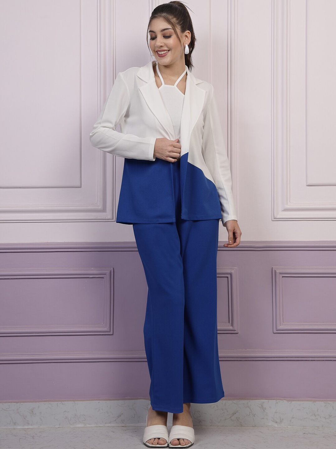 

Athena Colourblocked Coat & Palazzos, White