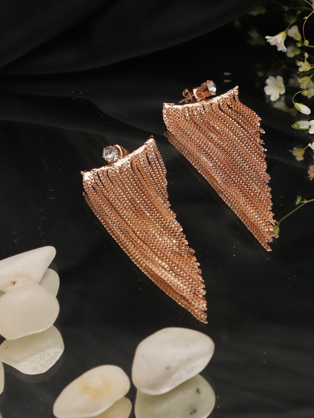 

Madame Rose Gold-Plated Artificial Stones Drop Earrings