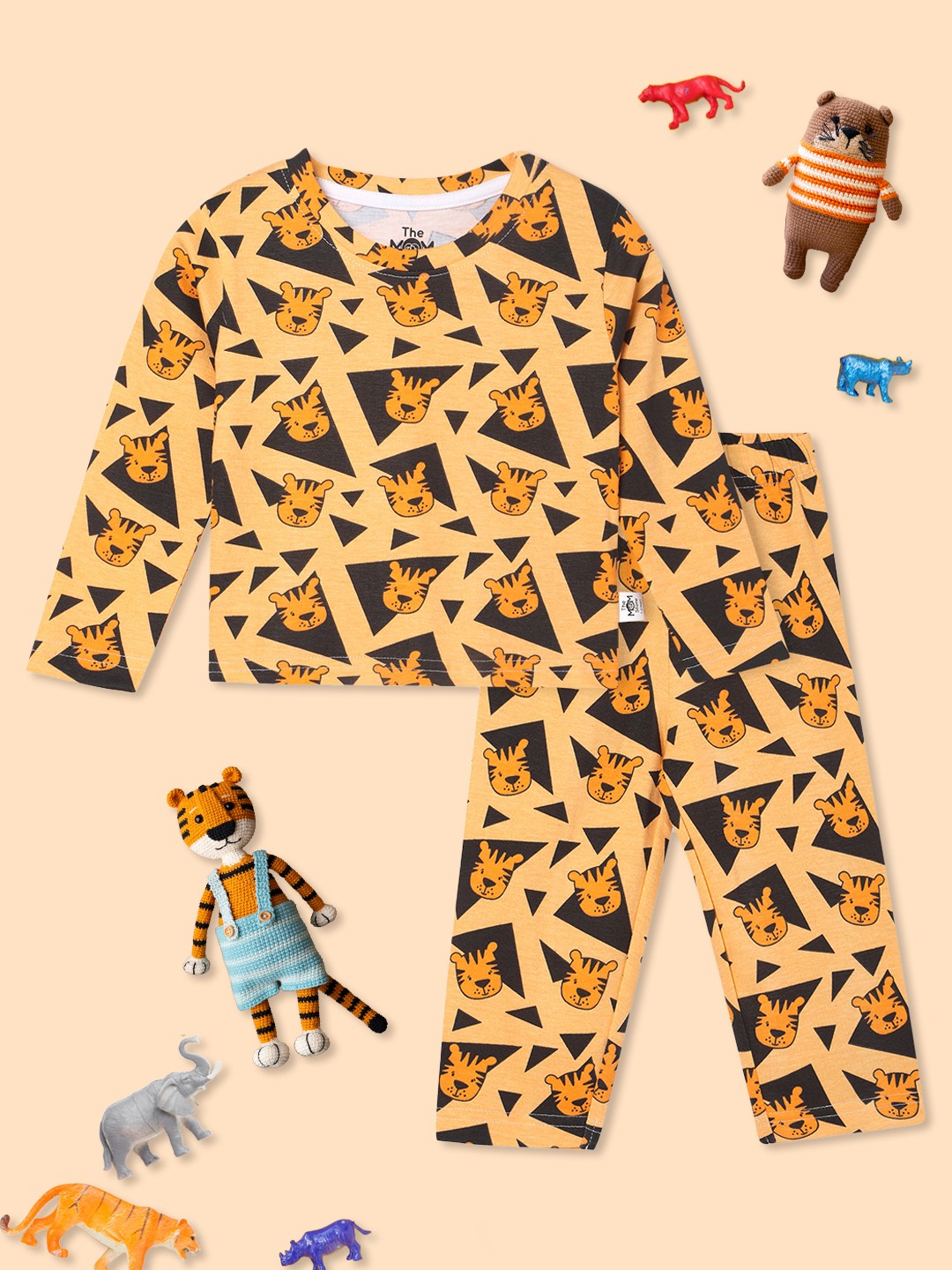 

The Mom Store Infant Kids Conversational Printed Pure Cotton Night suit, Yellow