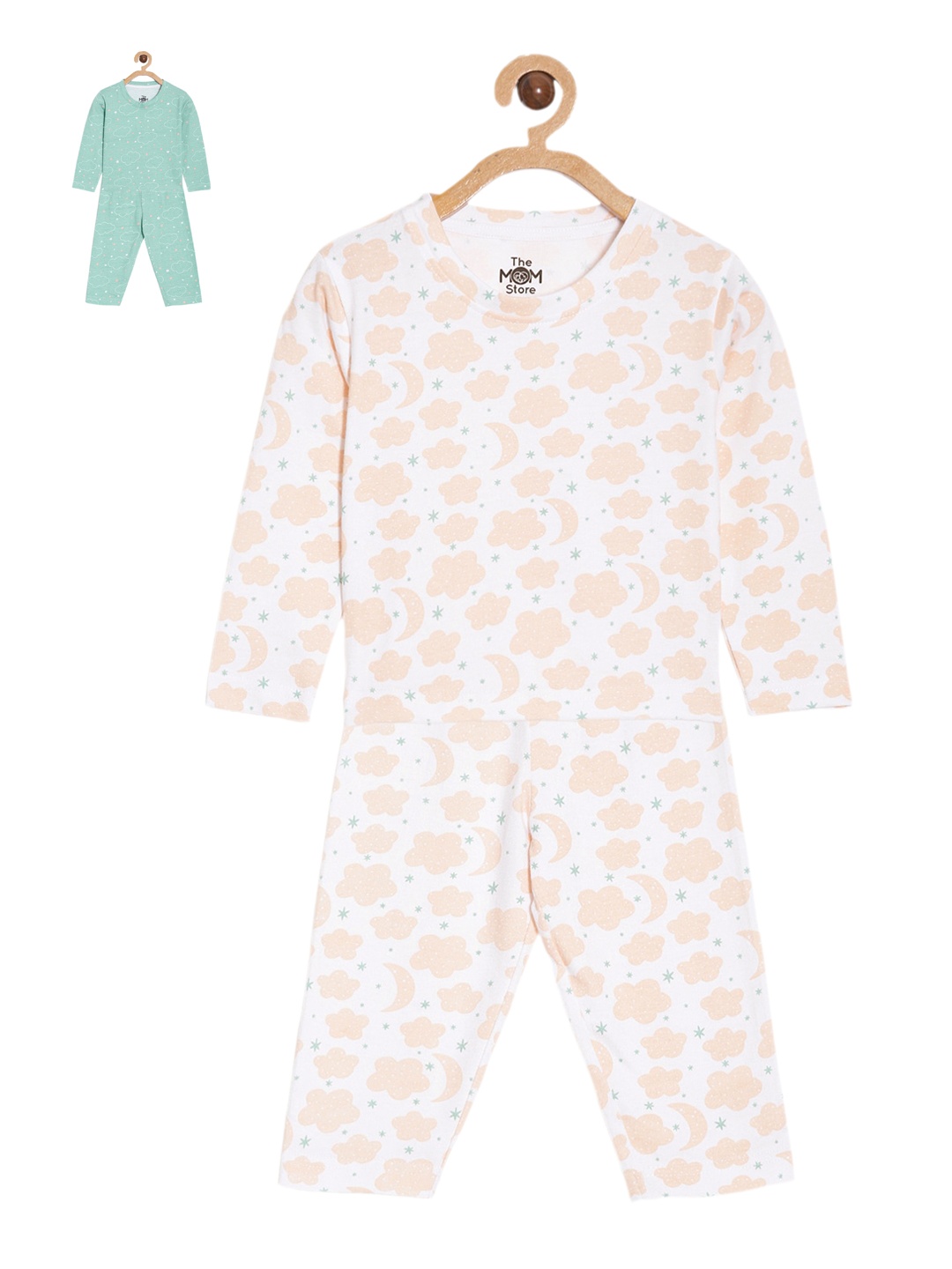 

The Mom Store Kids Pack Of 2 Printed Pure Cotton T-Shirt & Lounge Pant, White