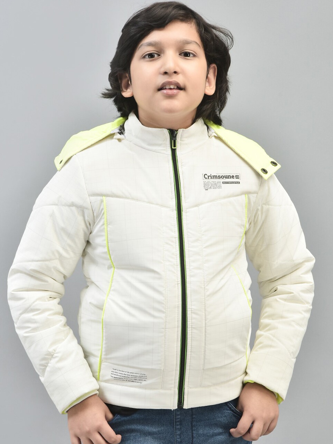 

Crimsoune Club Boys Hooded Neck Long Sleeve Lightweight Padded Jacket, White