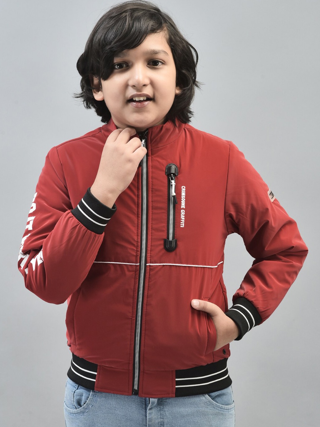 

Crimsoune Club Boys Lightweight Bomber Jacket, Red