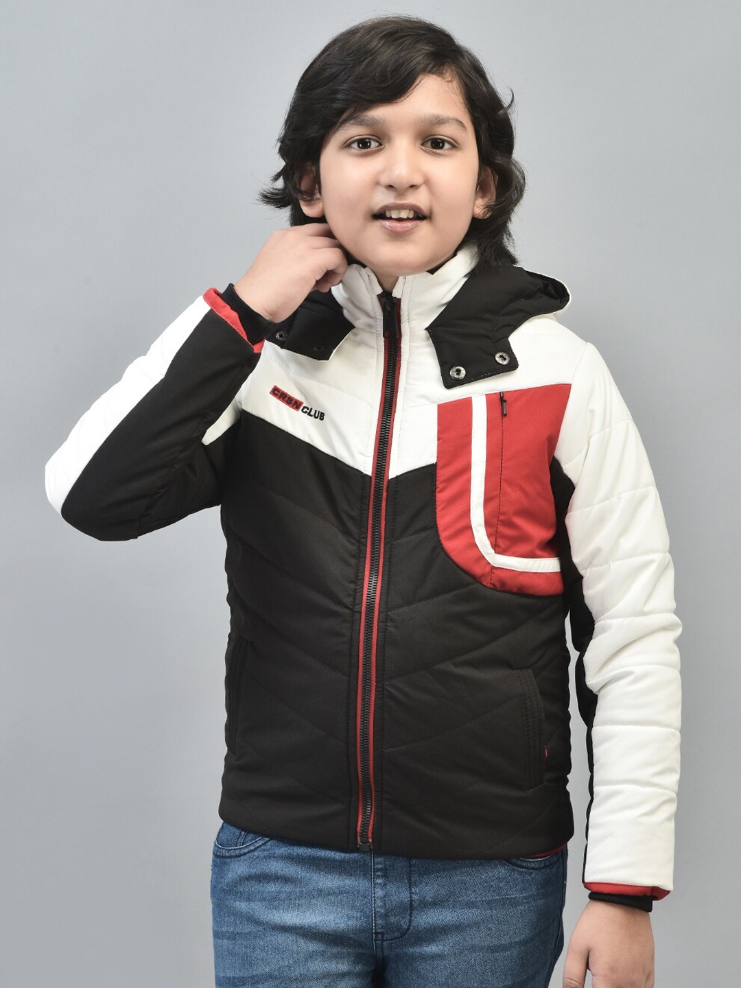 

Crimsoune Club Boys Colourblocked Lightweight Puffer Jacket, Black