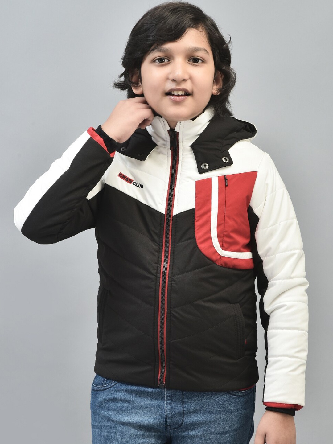 

Crimsoune Club Boys Colourblocked Lightweight Puffer Jacket, Black