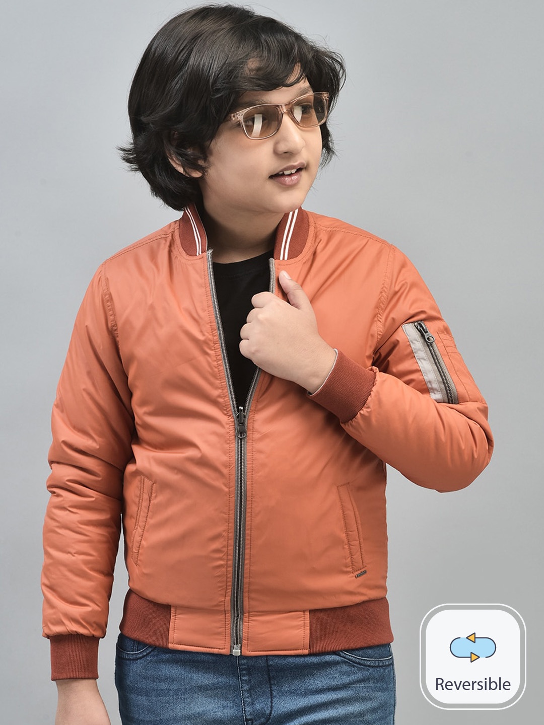 

Crimsoune Club Boys Reversible Bomber Jacket, Orange