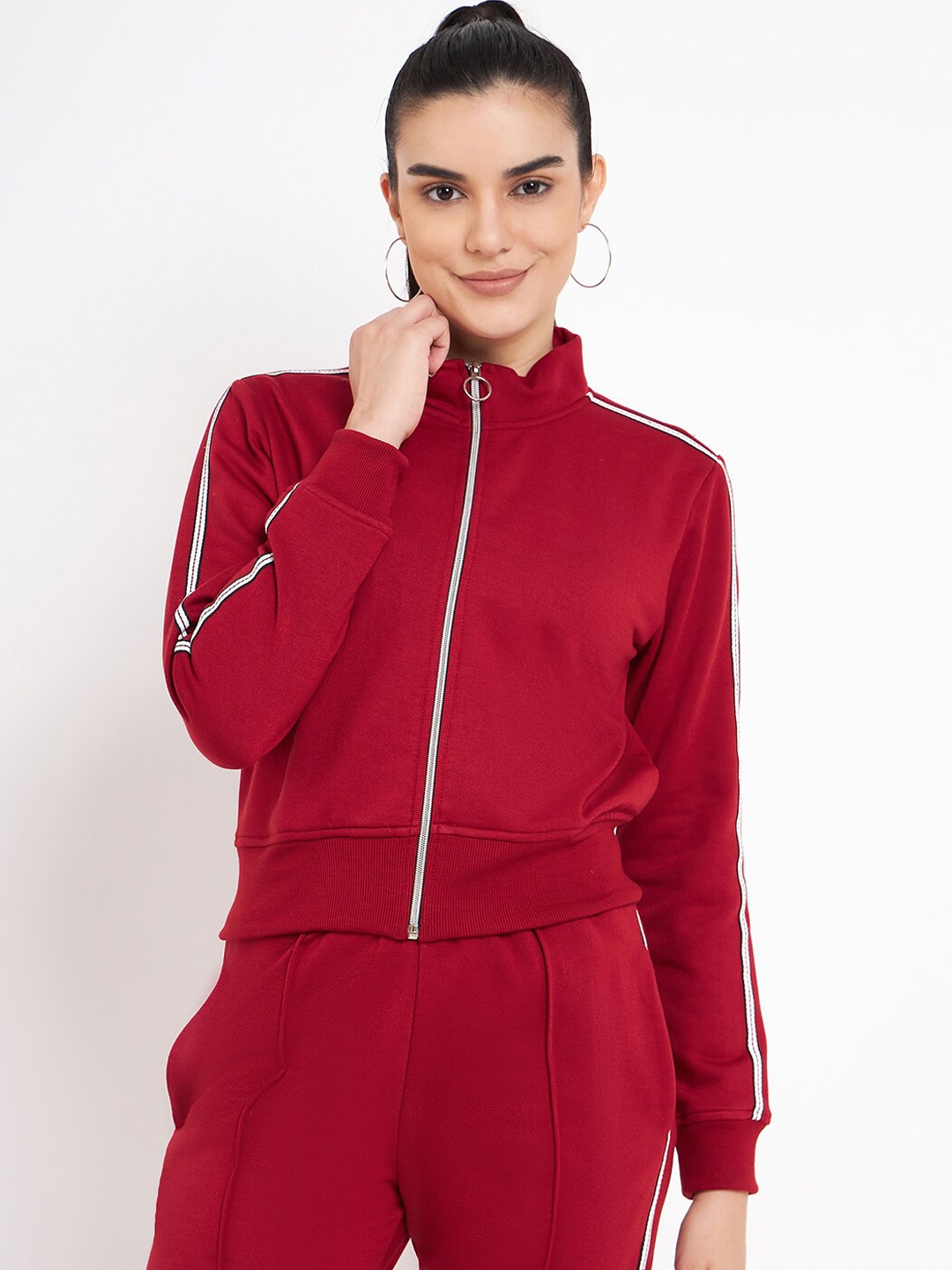 

BRINNS Fleece Open Front Bomber Jacket, Maroon