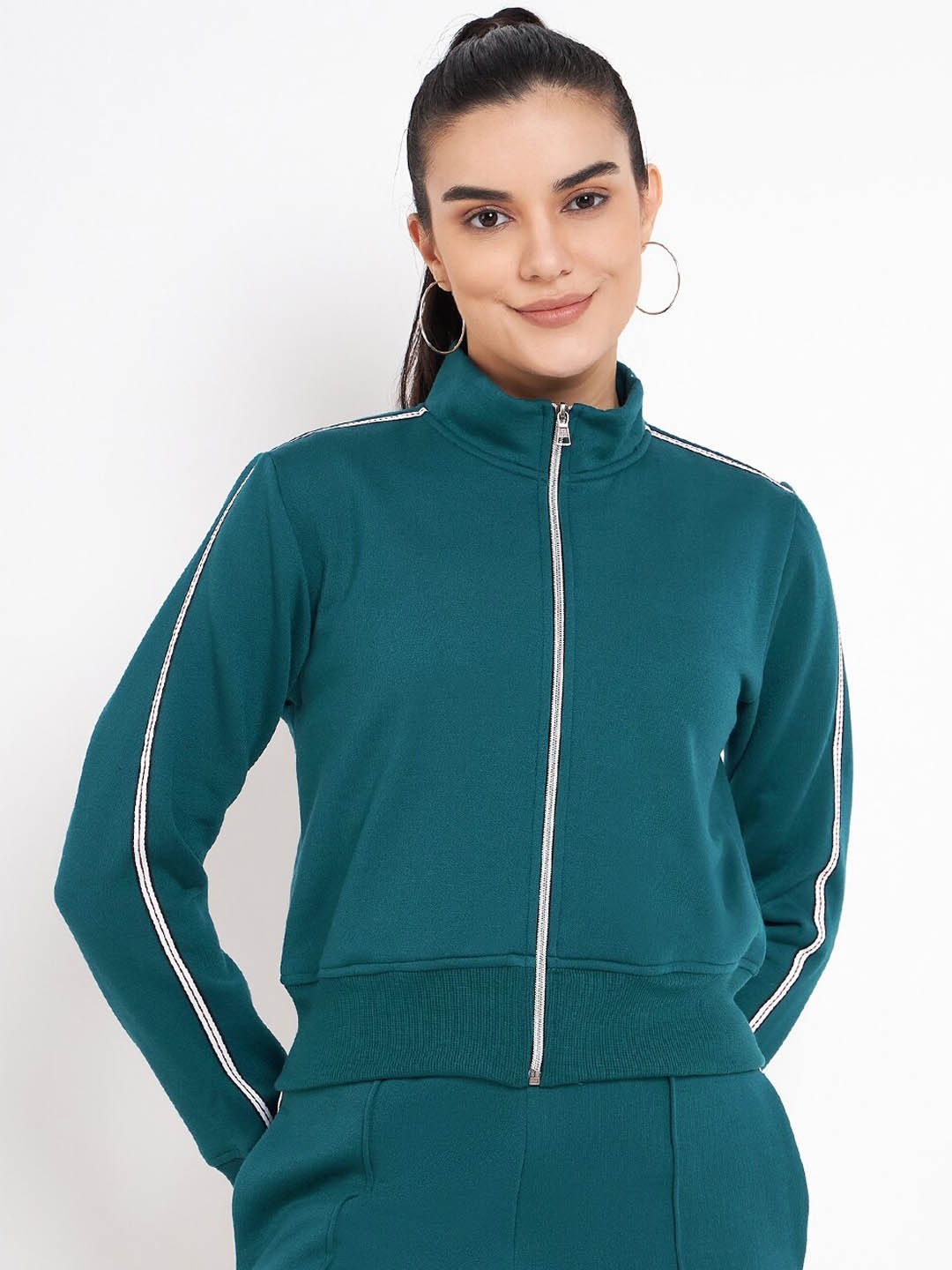 

BRINNS Mock Collar Fleece Bomber Jacket, Teal