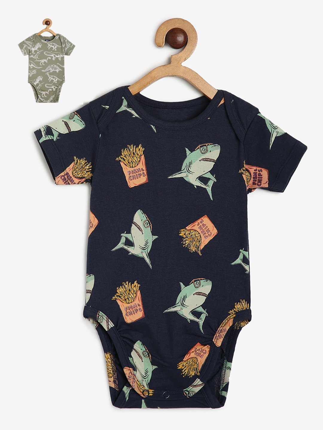 

BAESD Infants Pack Of 2 Printed Bodysuits, Olive