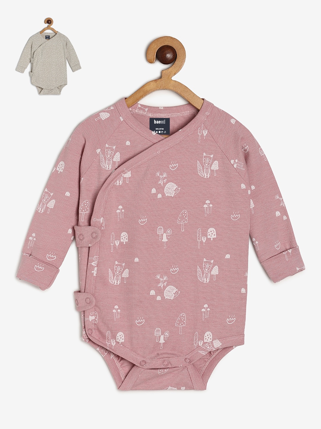 

BAESD Infants Pack Of 2 Printed Bodysuits, Pink