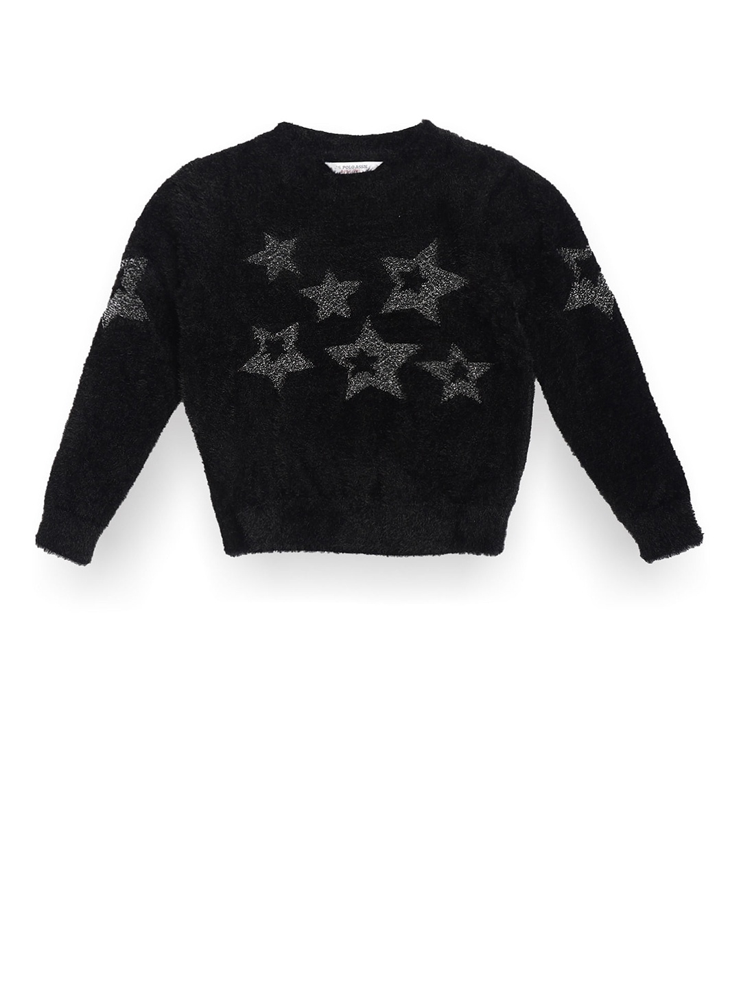 

U.S. Polo Assn. Kids Girls Self Design Pullover Sweater, Black