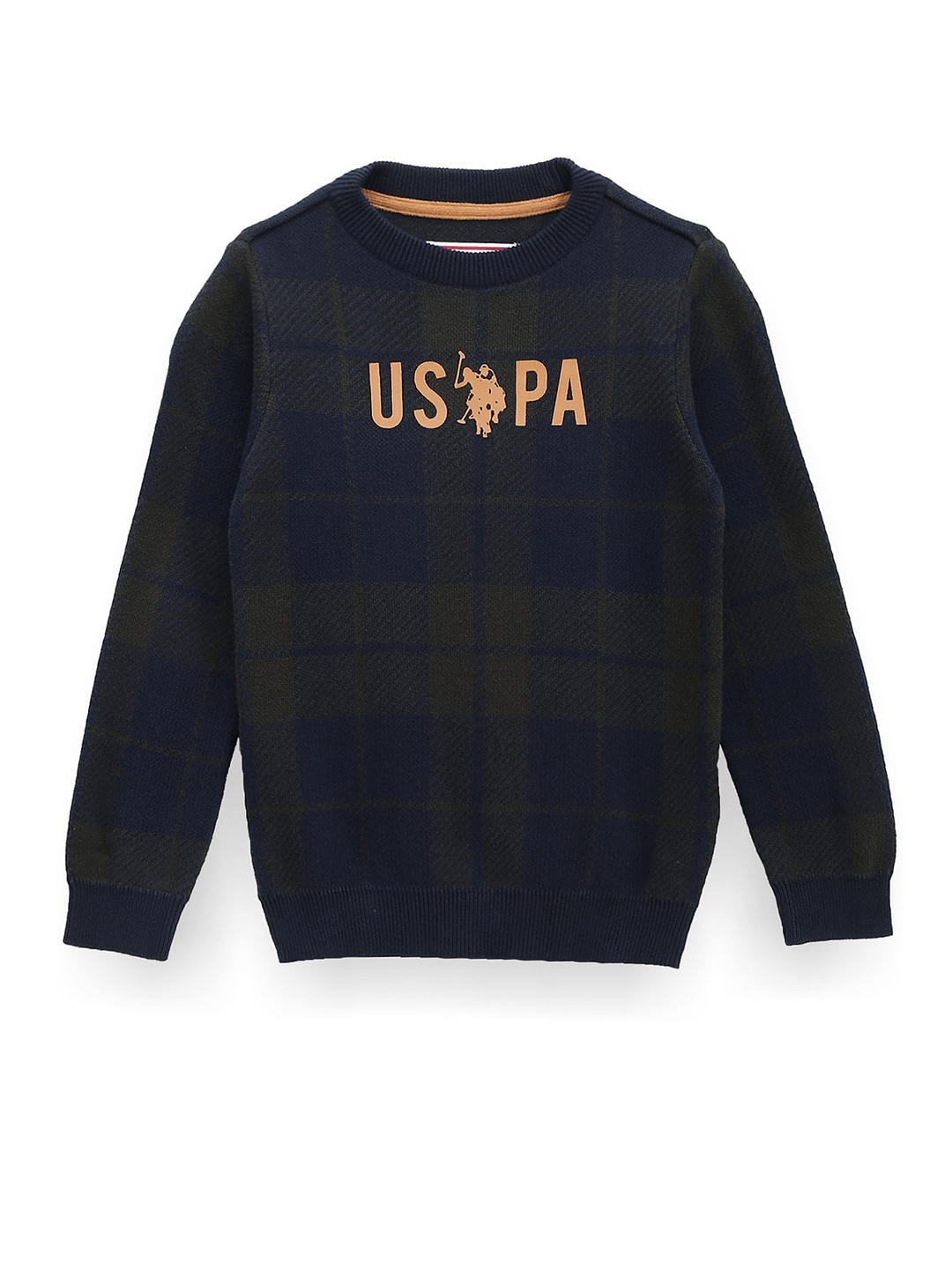 

U.S. Polo Assn. Kids Boys Checked Pullover Sweater, Green