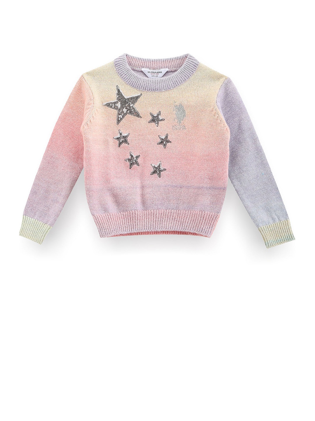 

U.S. Polo Assn. Kids Girls Embellished Pullover Sweater, Pink