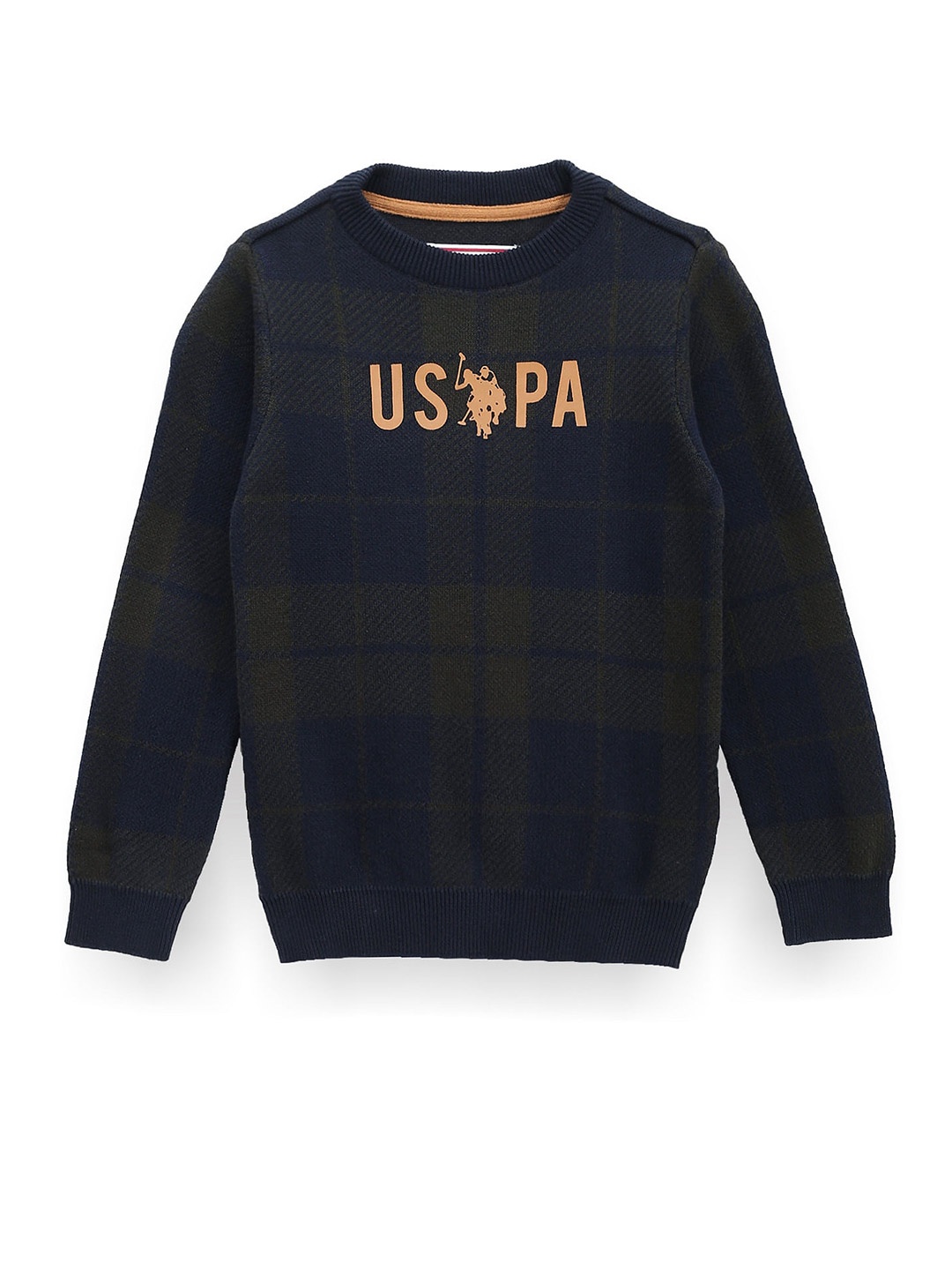 

U.S. Polo Assn. Kids Boys Checked Pullover, Green