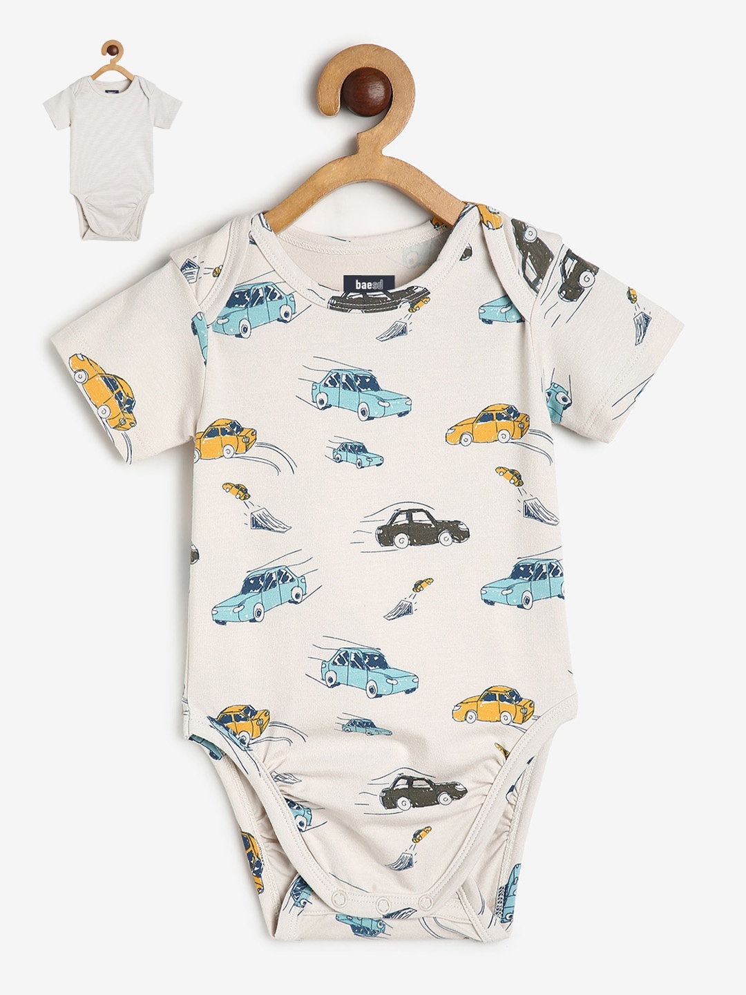 

BAESD Infants Kids Pack of 2 Printed Short Sleeve Bodysuit, Beige