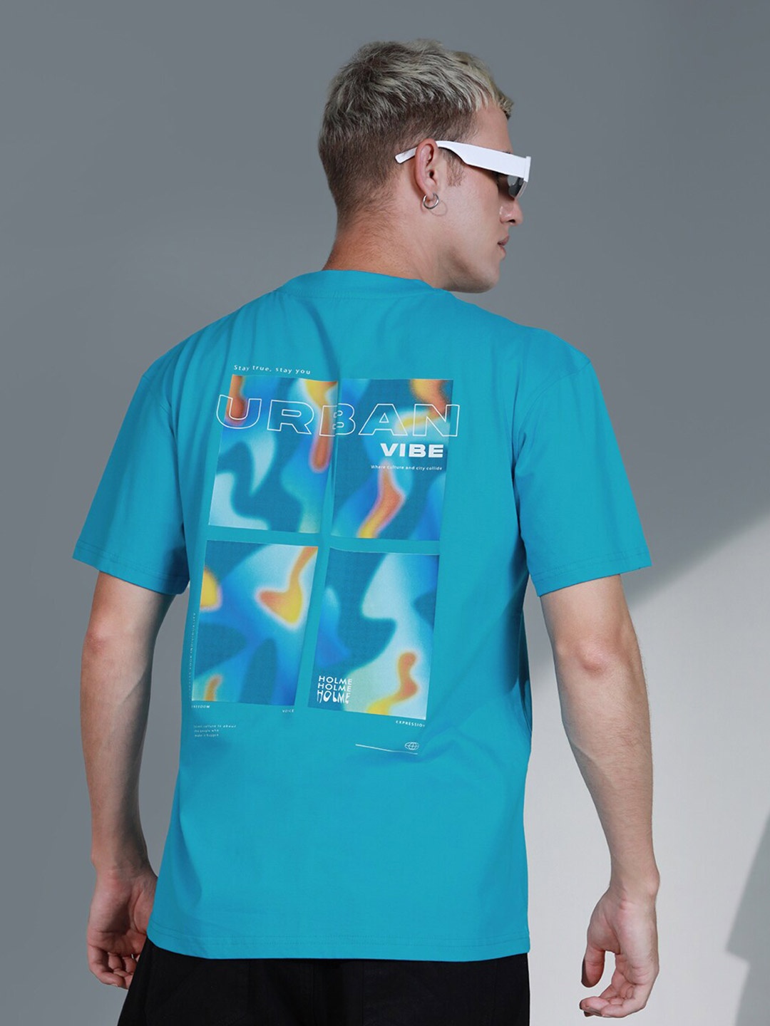 

Hubberholme Graphic Printed Pure Cotton Relaxed Fit T-shirt, Blue
