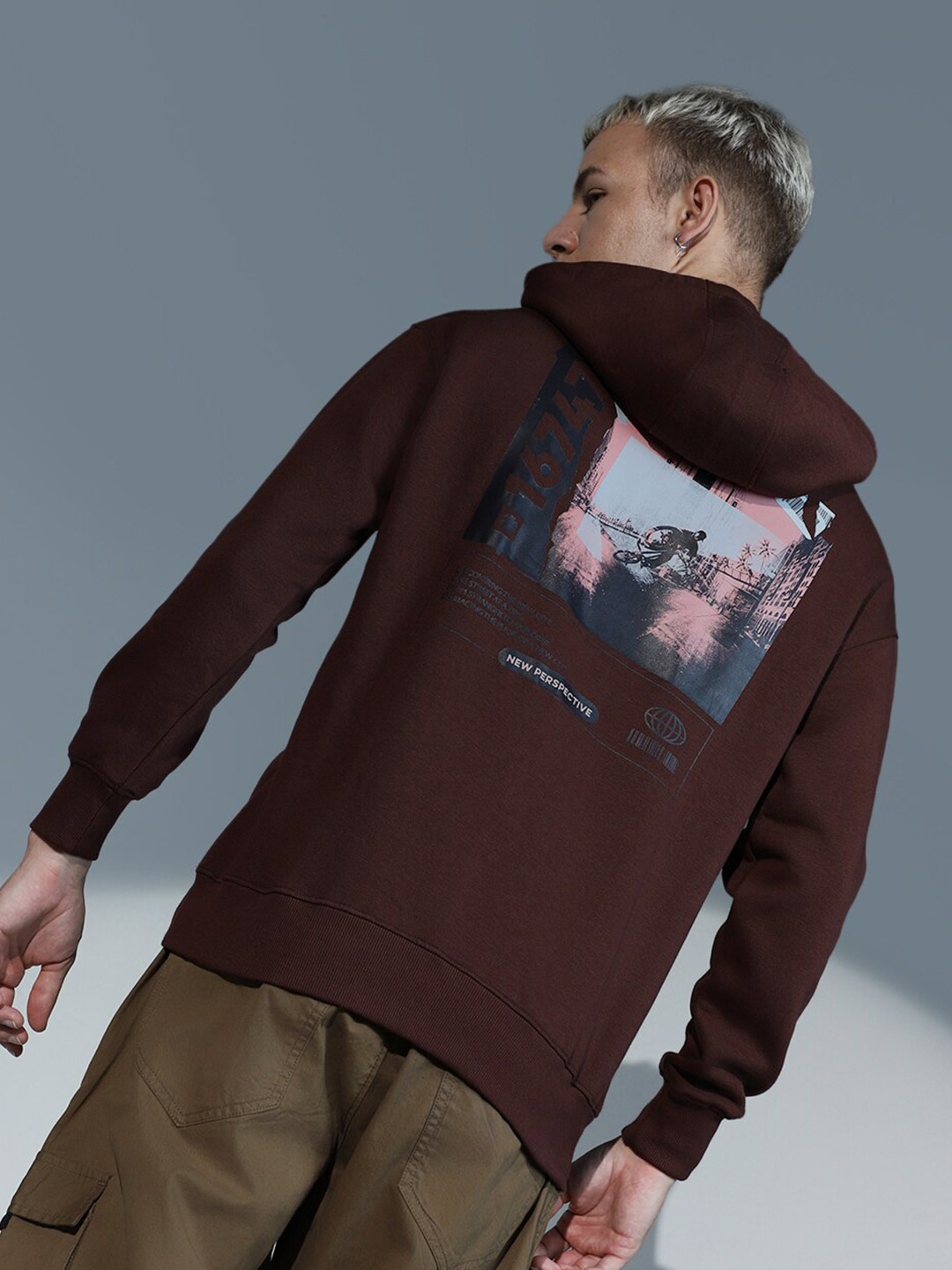 

Hubberholme Graphic Printed Hooded Neck Long Sleeve Pullover Sweatshirt, Brown