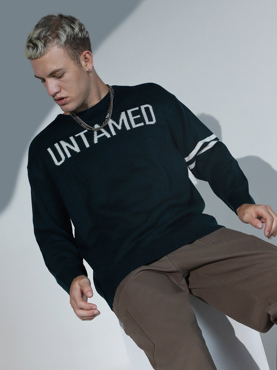 

Hubberholme Typography Printed Long Sleeve Acrylic Pullover Sweater, Green