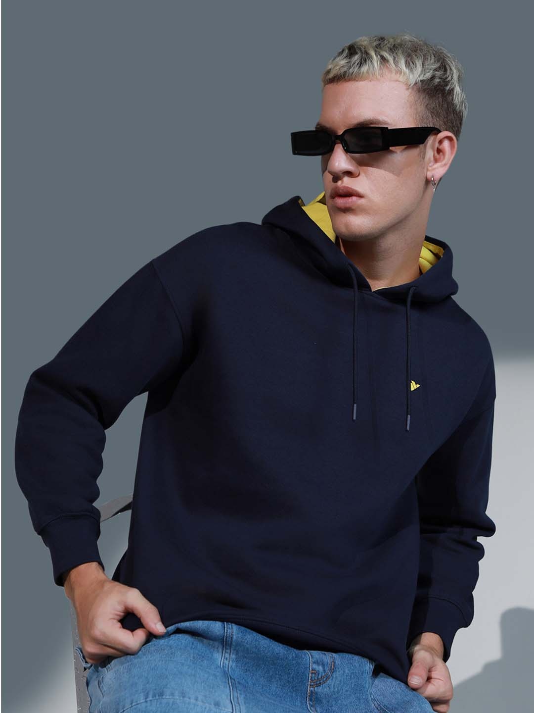 

Hubberholme Typography Printed Hooded Sweatshirt, Navy blue