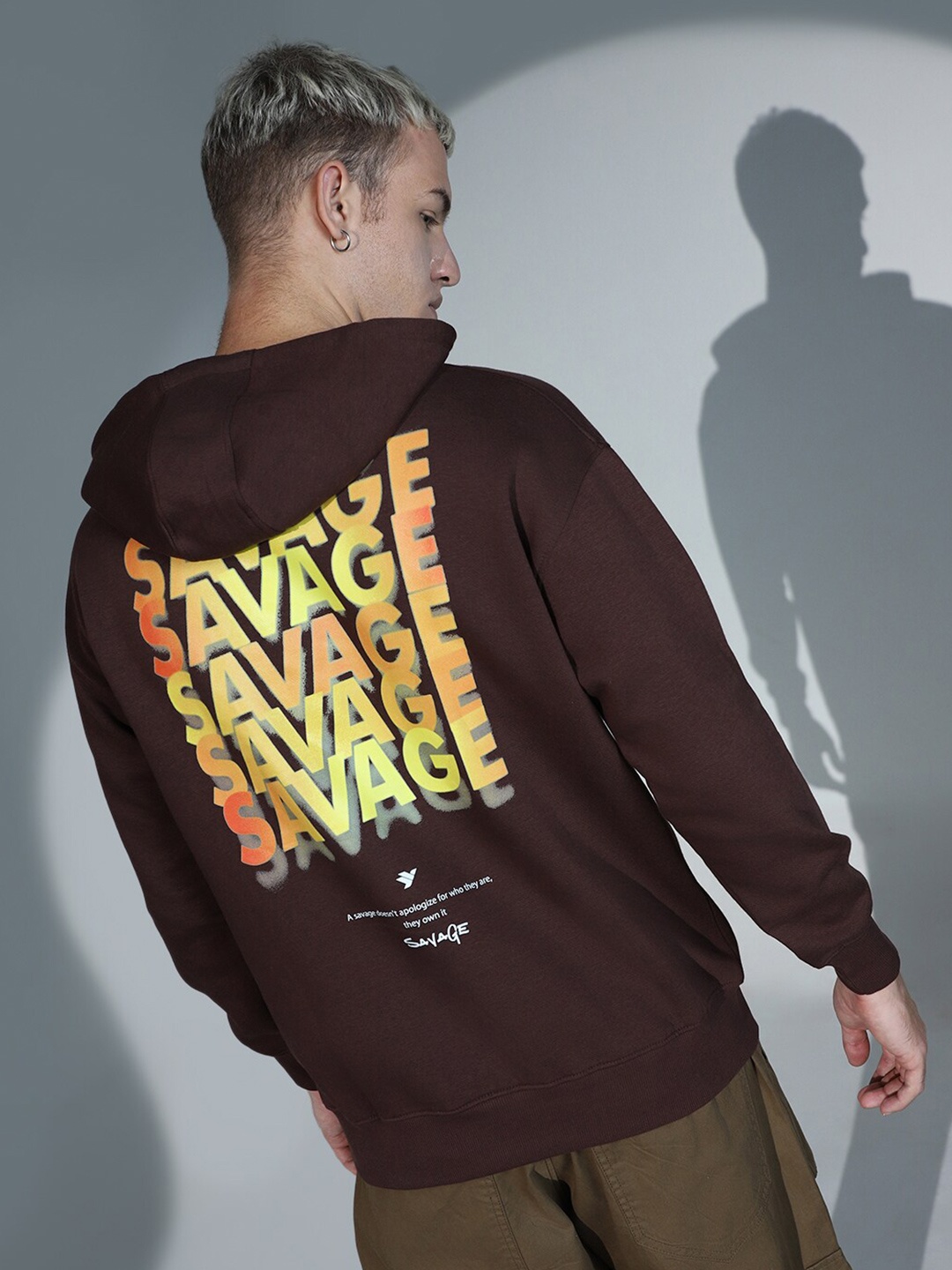 

Hubberholme Typography Printed Hooded Long Sleeves Sweatshirt, Brown