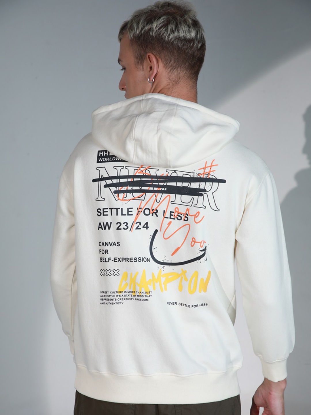 

Hubberholme Typography Printed Hooded Sweatshirt, White