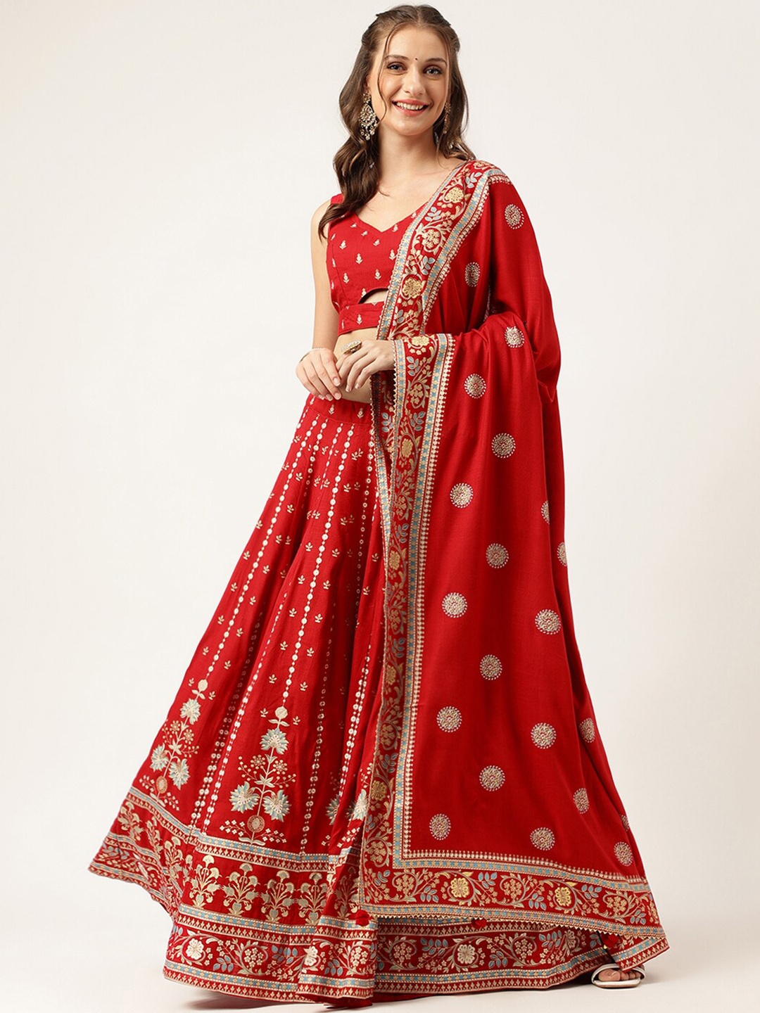 

KALINI Printed Ready to Wear Lehenga & Blouse With Dupatta, Maroon