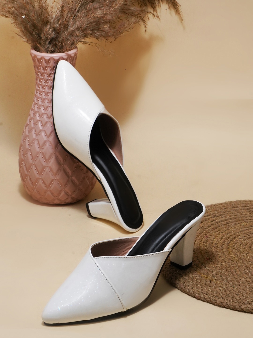 

Try Me Pointed Toe Block Heel Mules, White