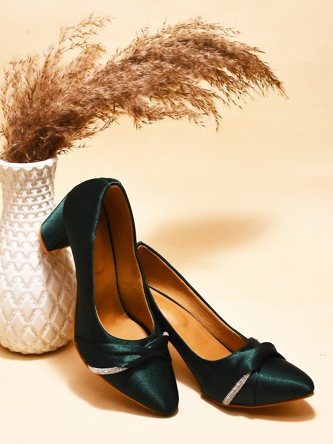 

Try Me Embellished Block Heel Pumps, Green