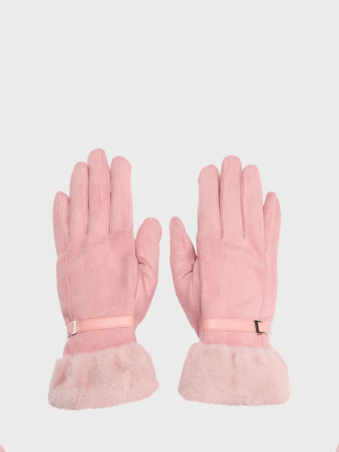 

20Dresses Women Fur & Buckled Gloves, Pink