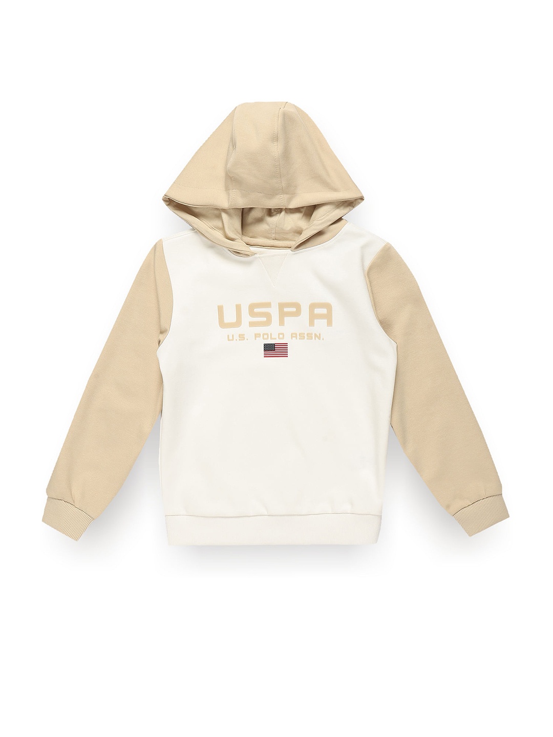 

U.S. Polo Assn. Kids Boys Typography Printed Hooded Sweatshirt, Beige