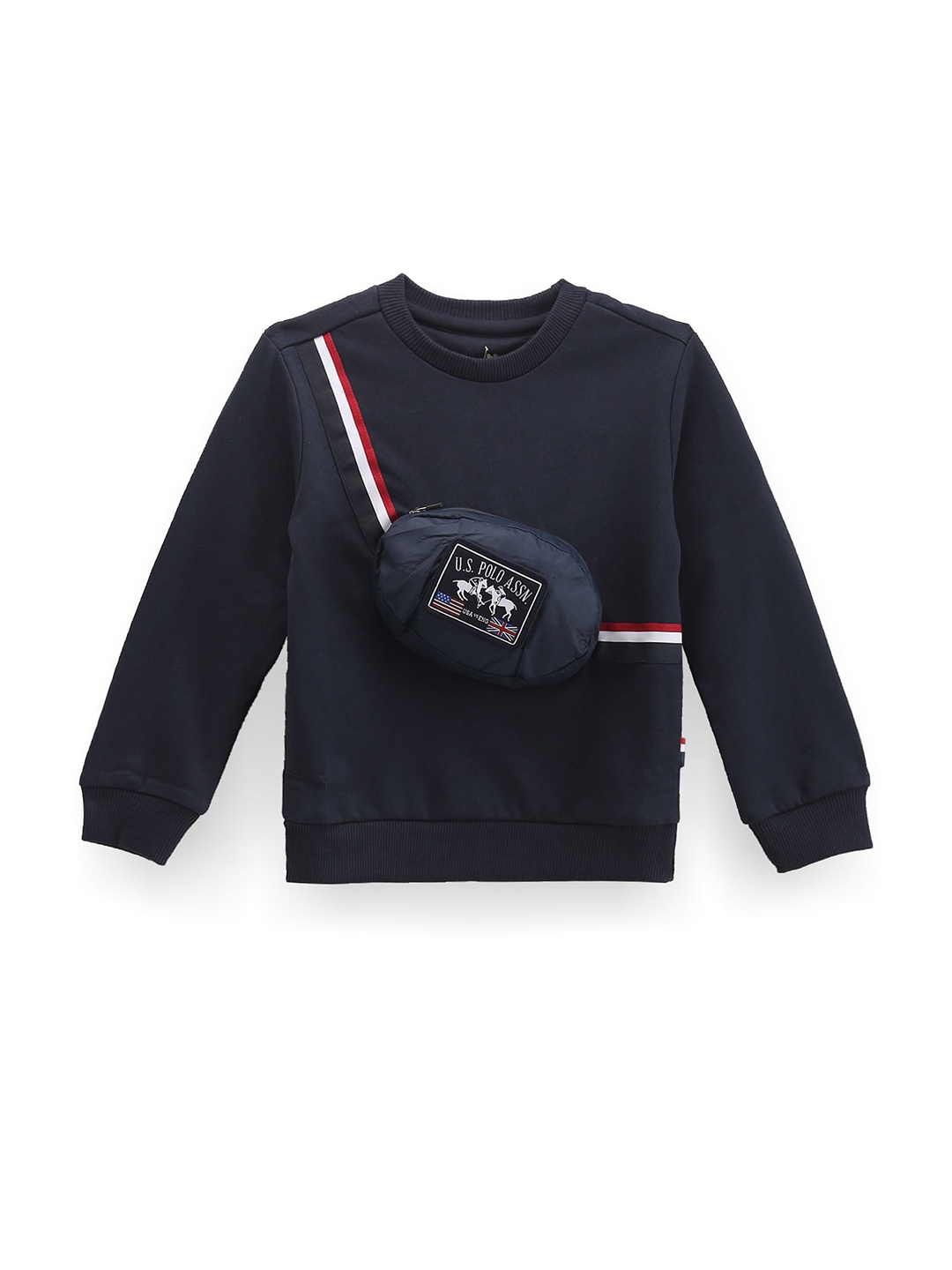 

U.S. Polo Assn. Kids Boys Attached Fanny Pack Sweatshirt, Blue