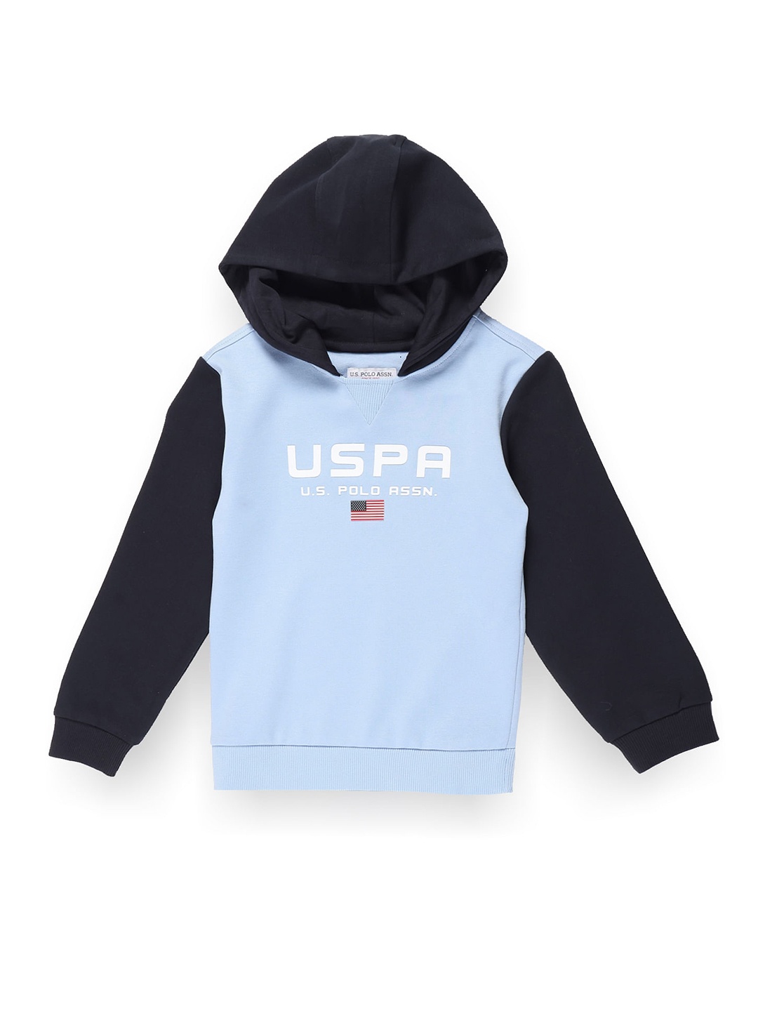 

U.S. Polo Assn. Kids Boys Typography Printed Hooded Sweatshirt, Blue