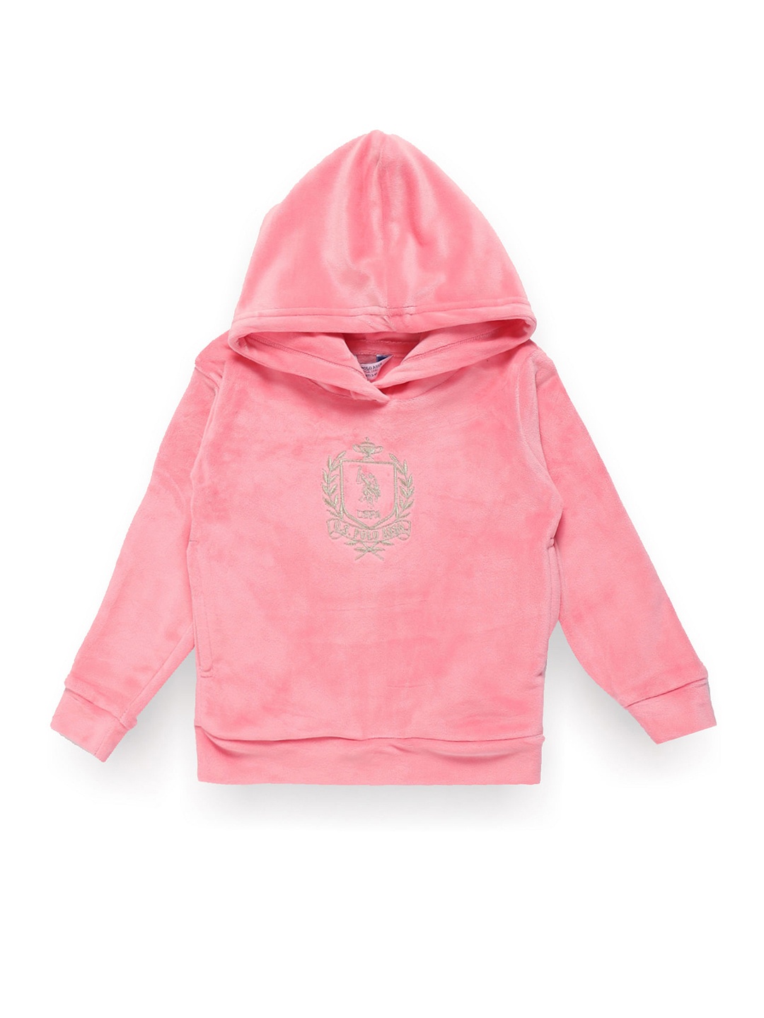 

U.S. Polo Assn. Kids Girls Embroidered Logo Hooded Sweatshirt, Pink
