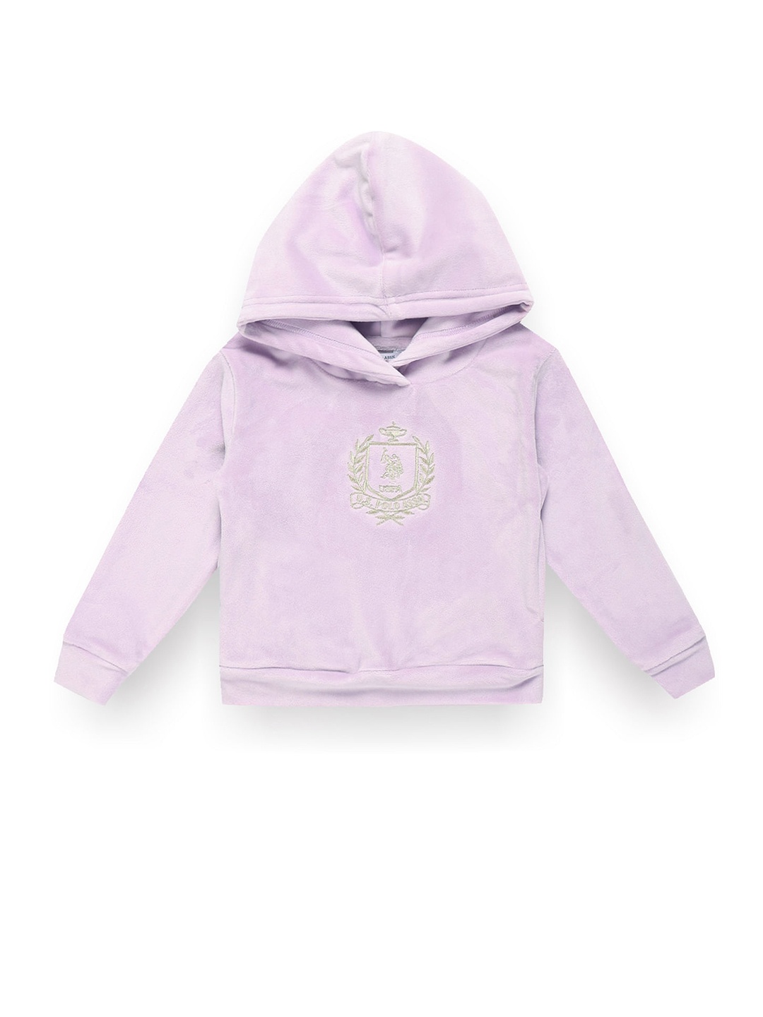 

U.S. Polo Assn. Kids Girls Brand Logo Embroidered Hooded Pullover, Purple