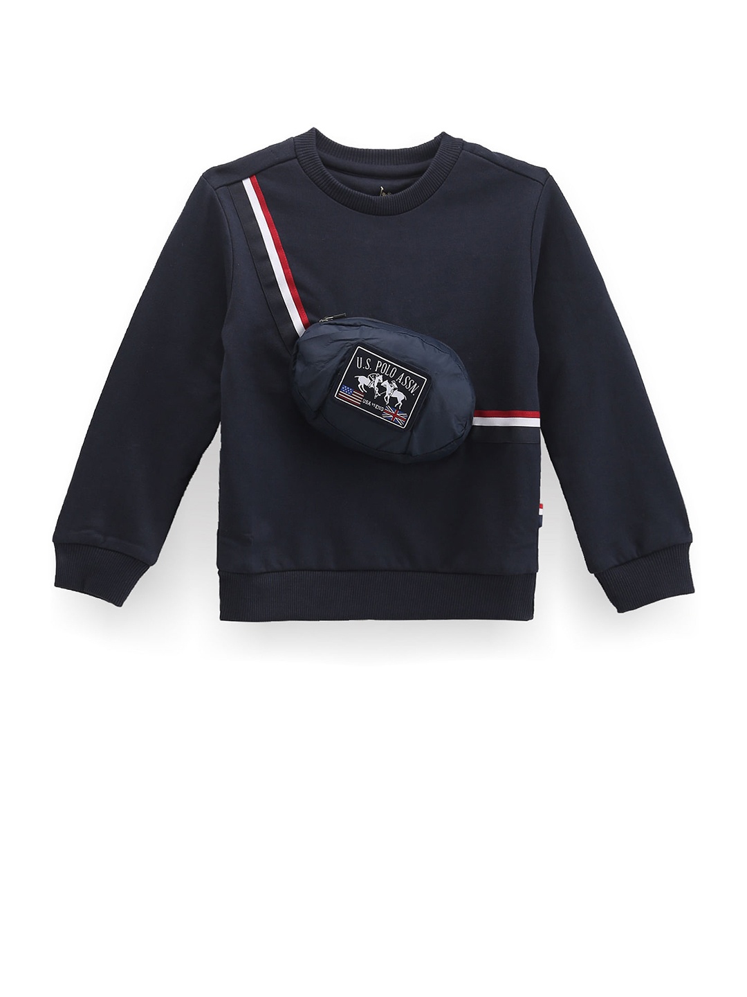 

U.S. Polo Assn. Kids Boys Long Sleeves Pullover With Attached Fanny Pack, Navy blue