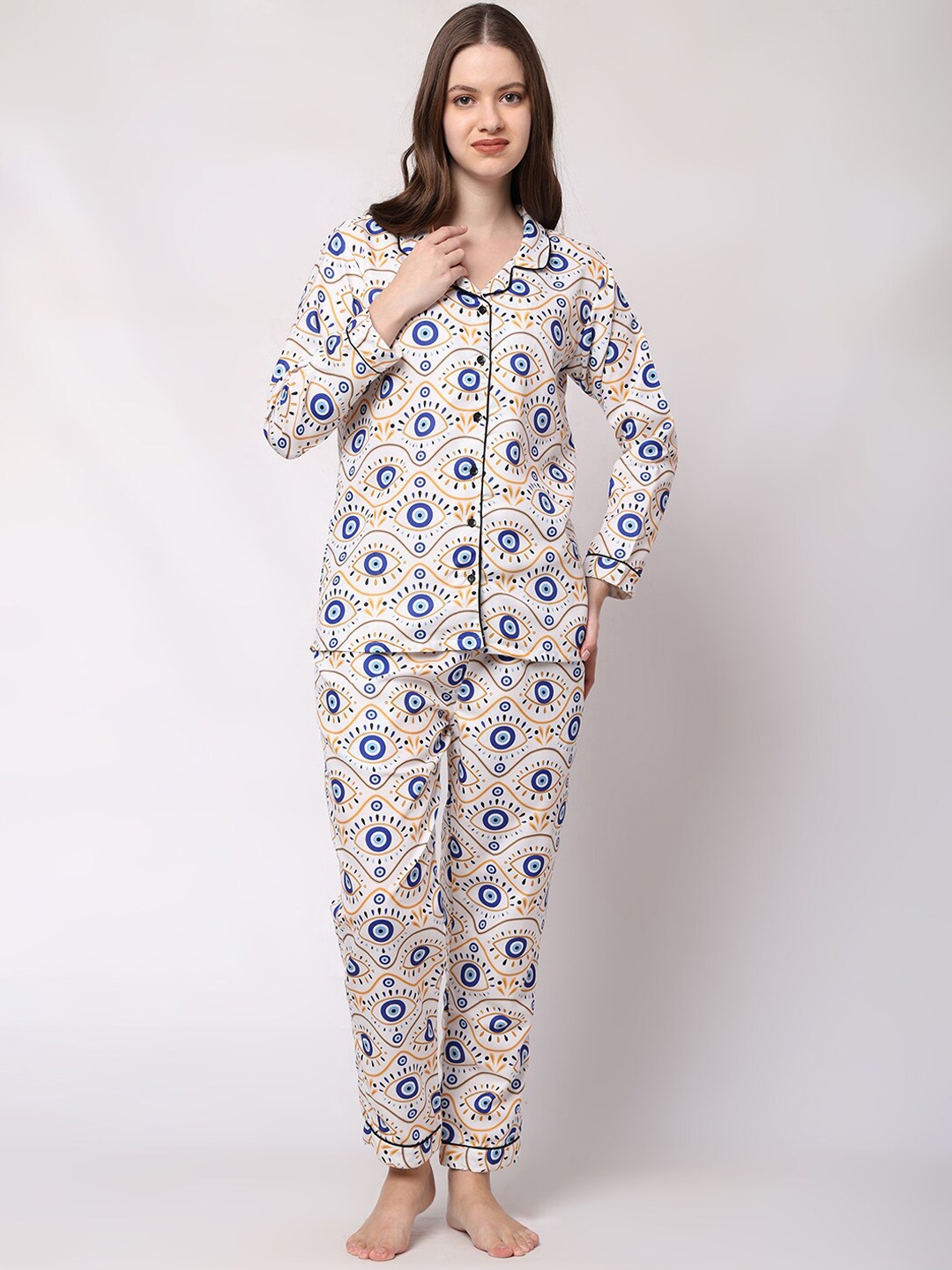 

Urban Komfort Conversational Printed Night Suit, White