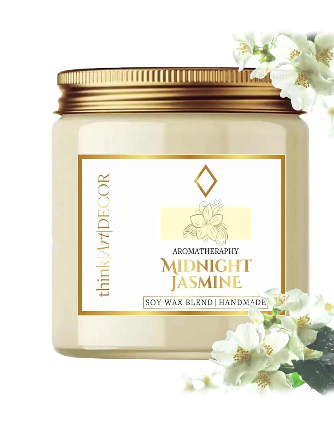 

ThinkArtDecor Jasmine Scented Jar Candle, Cream