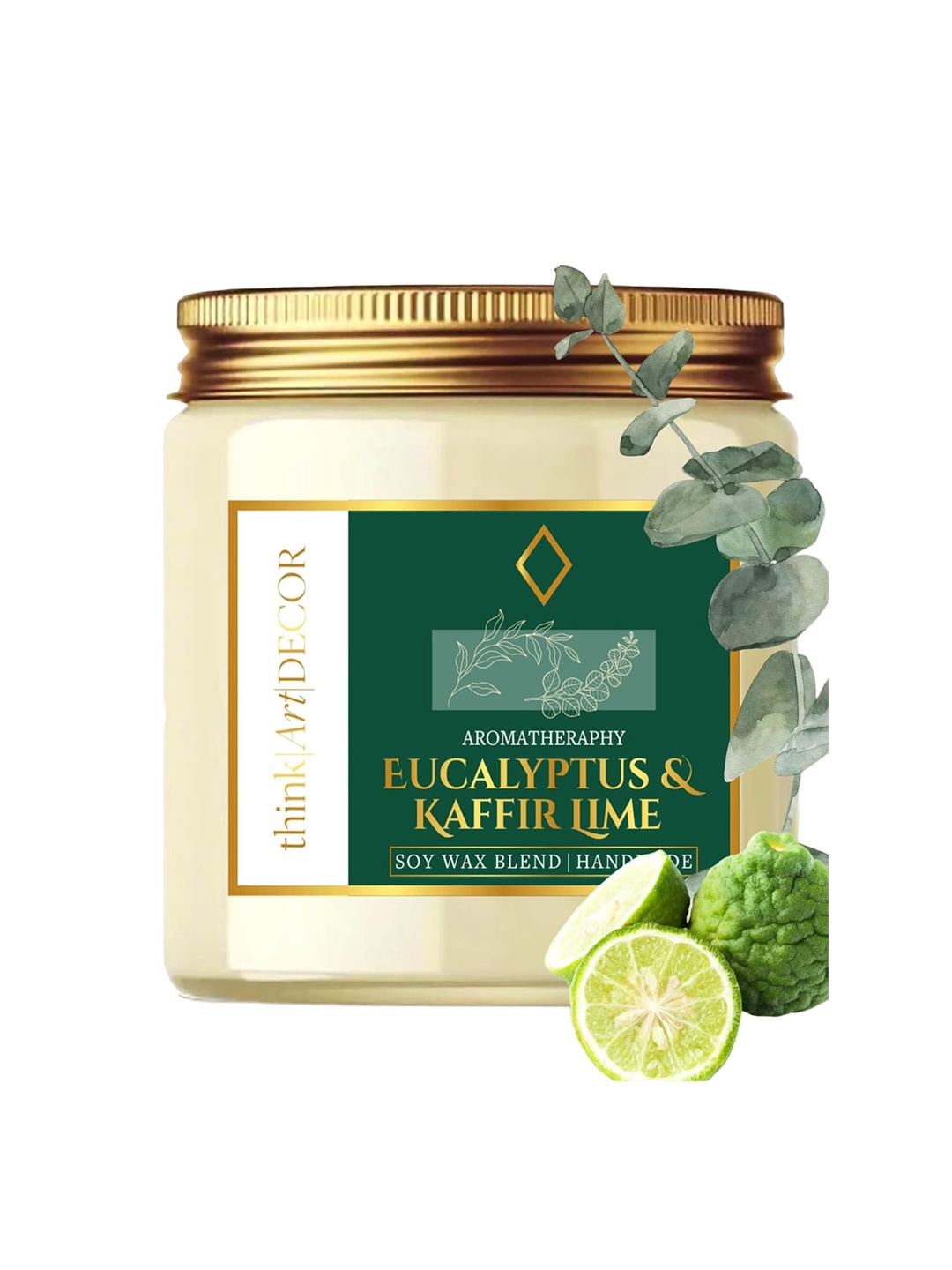 

ThinkArtDecor Kaffir Lime Scented Jar Candle, Green