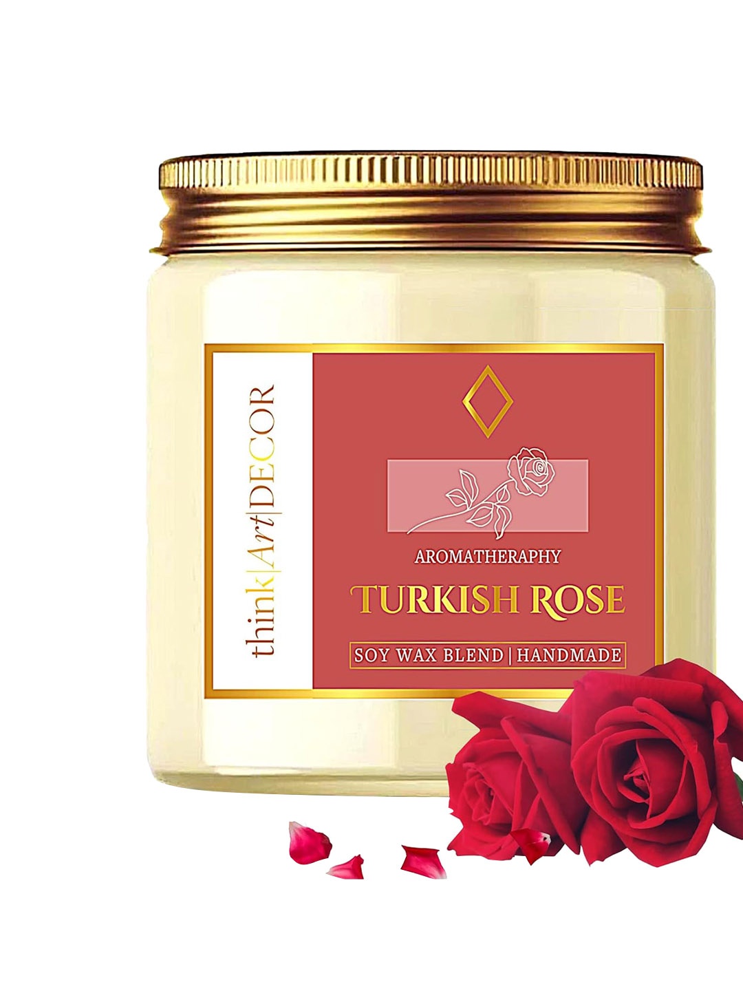 

ThinkArtDecor Rose Scented Jar Candle, Red