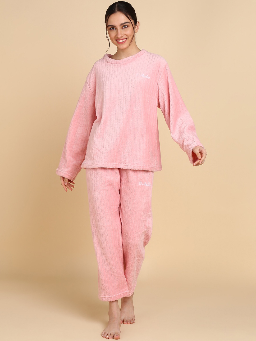 

NEUDIS Round Neck Night Suit, Pink