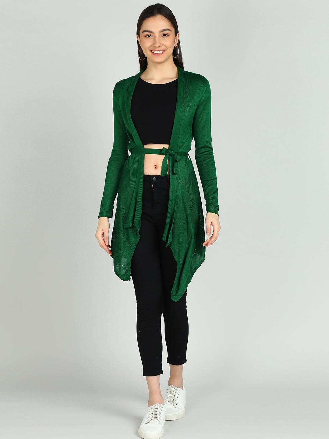 

NEUDIS Open Front Longline Shrug, Green