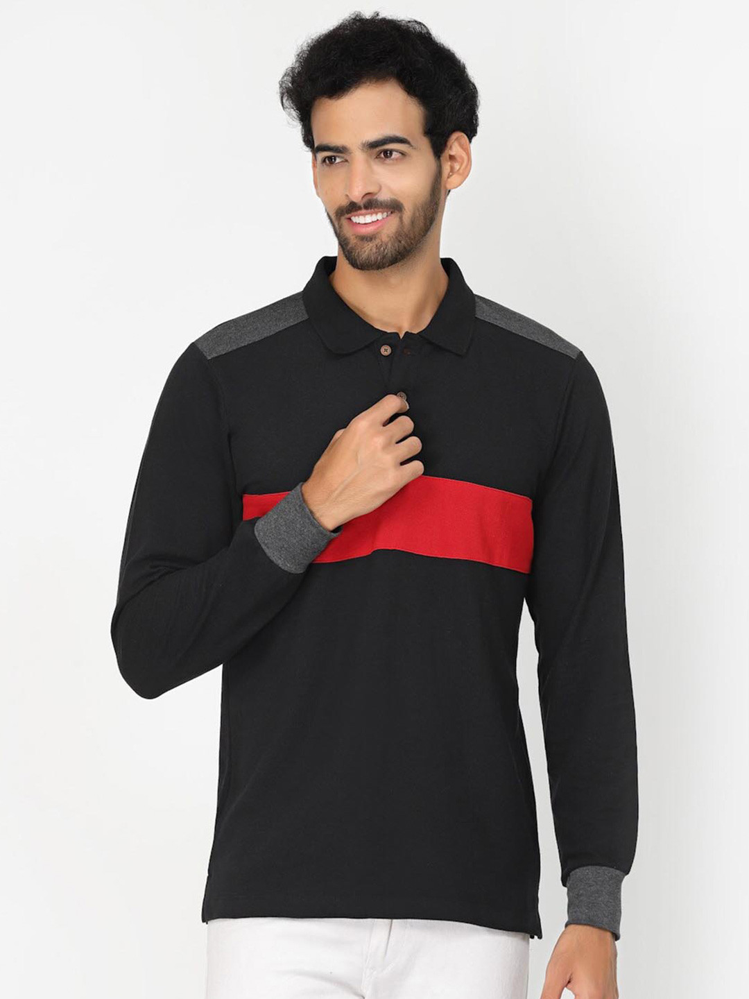 

Kalt Polo Collar Long Sleeves T-shirt, Black