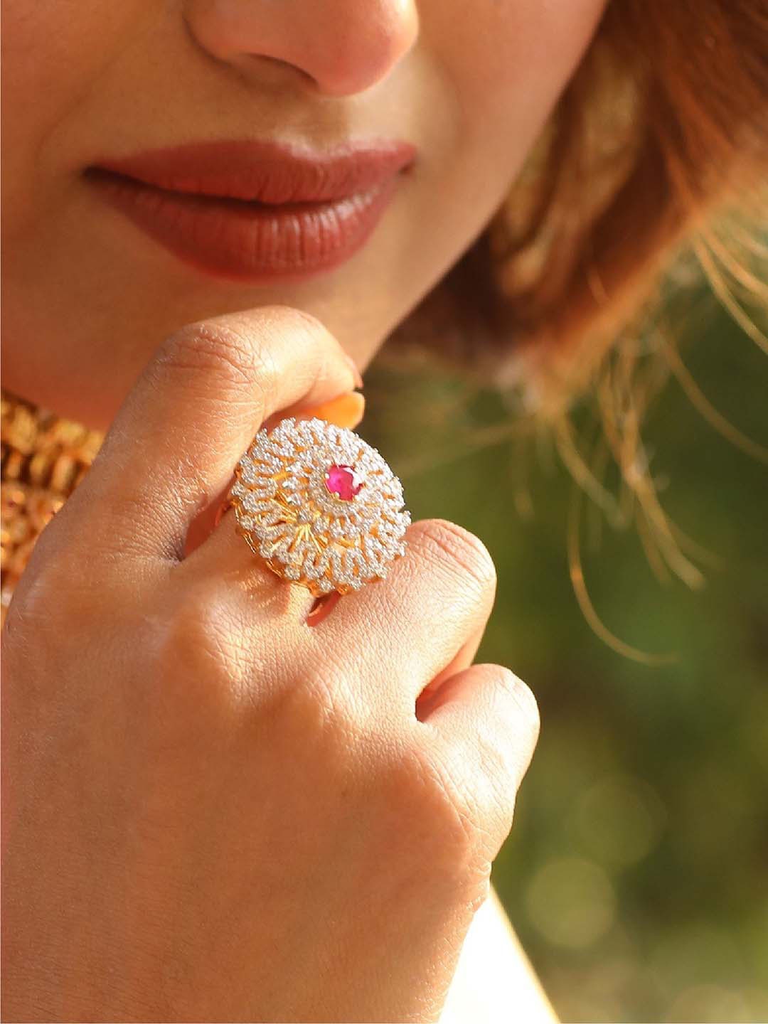 

Tarinika Gold-Plated Cubic Zirconia Finger Ring