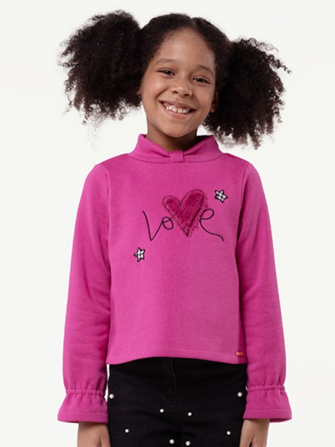 

One Friday Girls Typography Printed Cotton Sweatshirt, Pink
