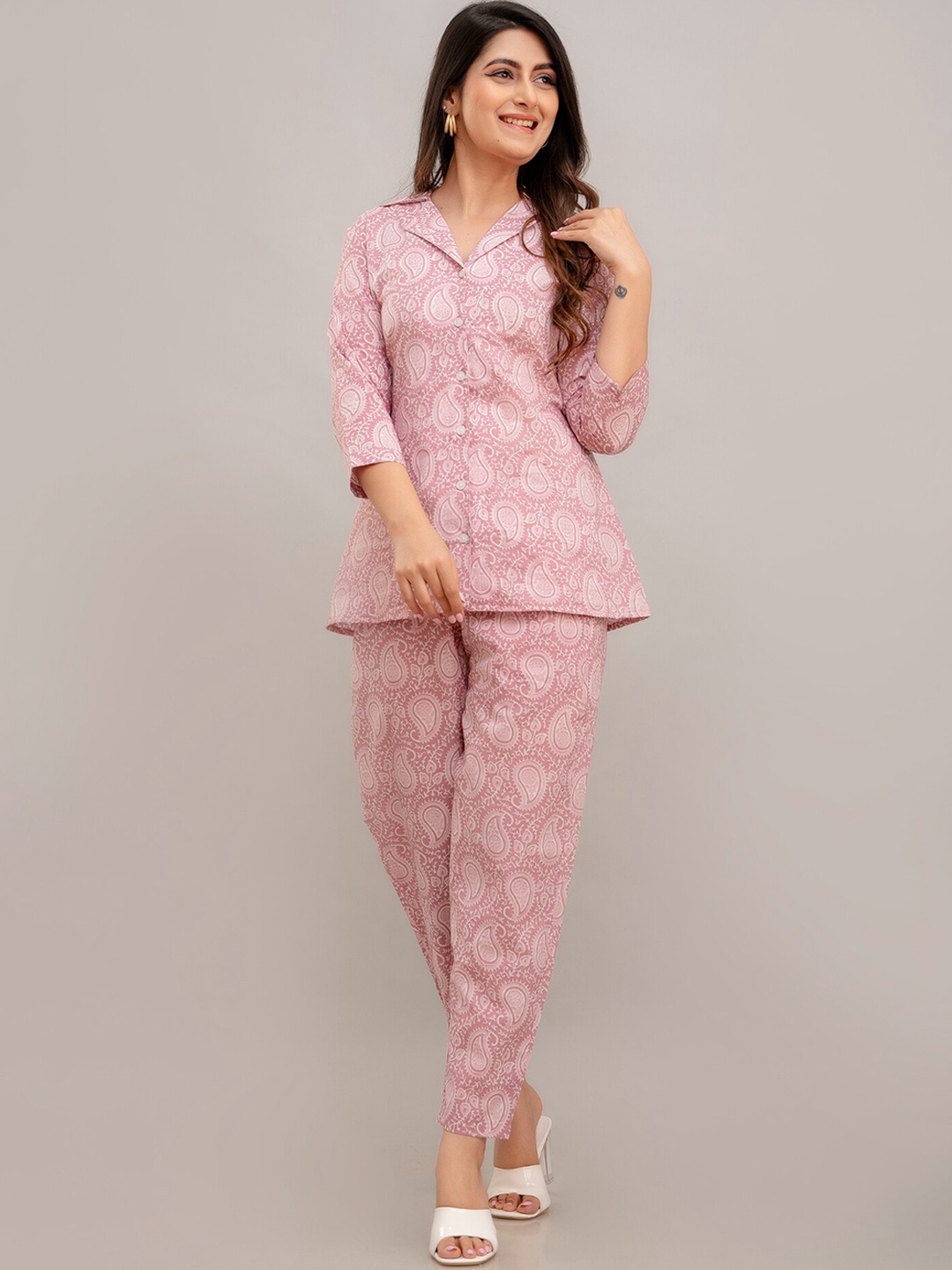 

FrionKandy Printed Pure Cotton Co-Ord, Pink