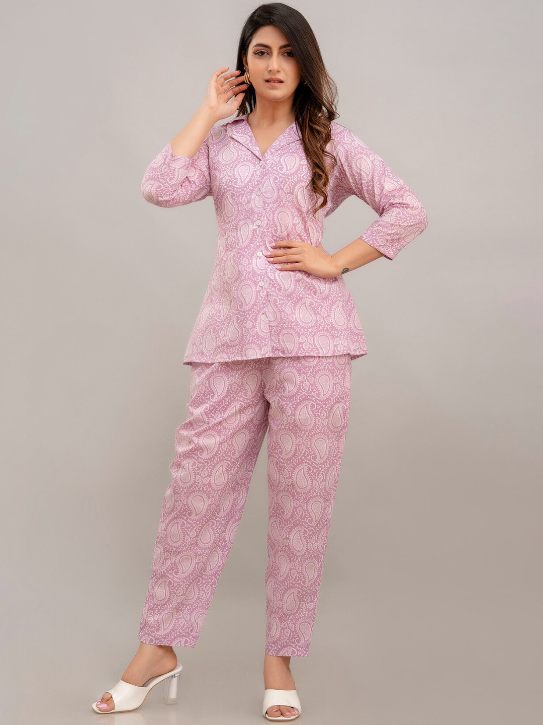 

FrionKandy Printed Pure Cotton Co-Ord, Pink