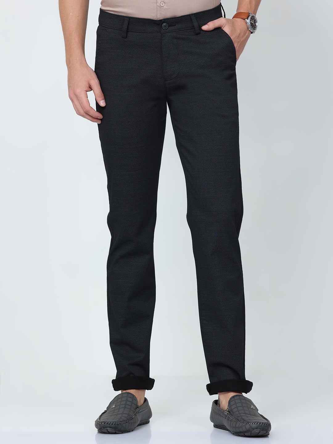 

Classic Polo Men Classic Mid Rise Slim Fit Cotton Chinos, Black