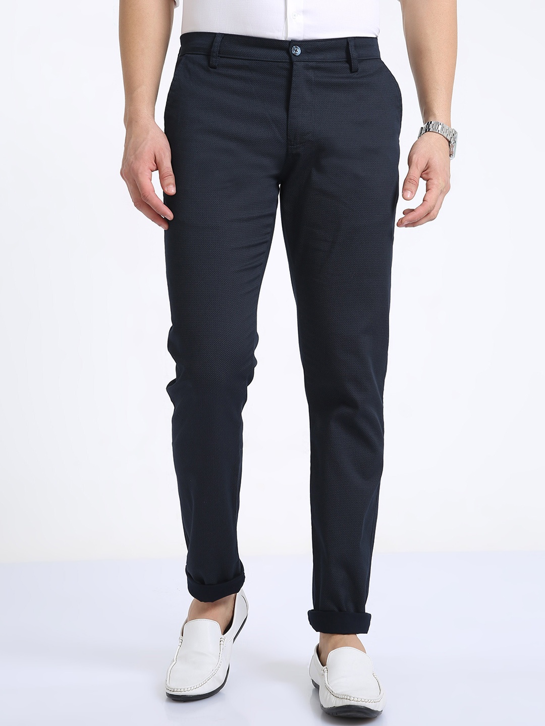 

Classic Polo Men Classic Mid Rise Slim Fit Cotton Chinos, Navy blue