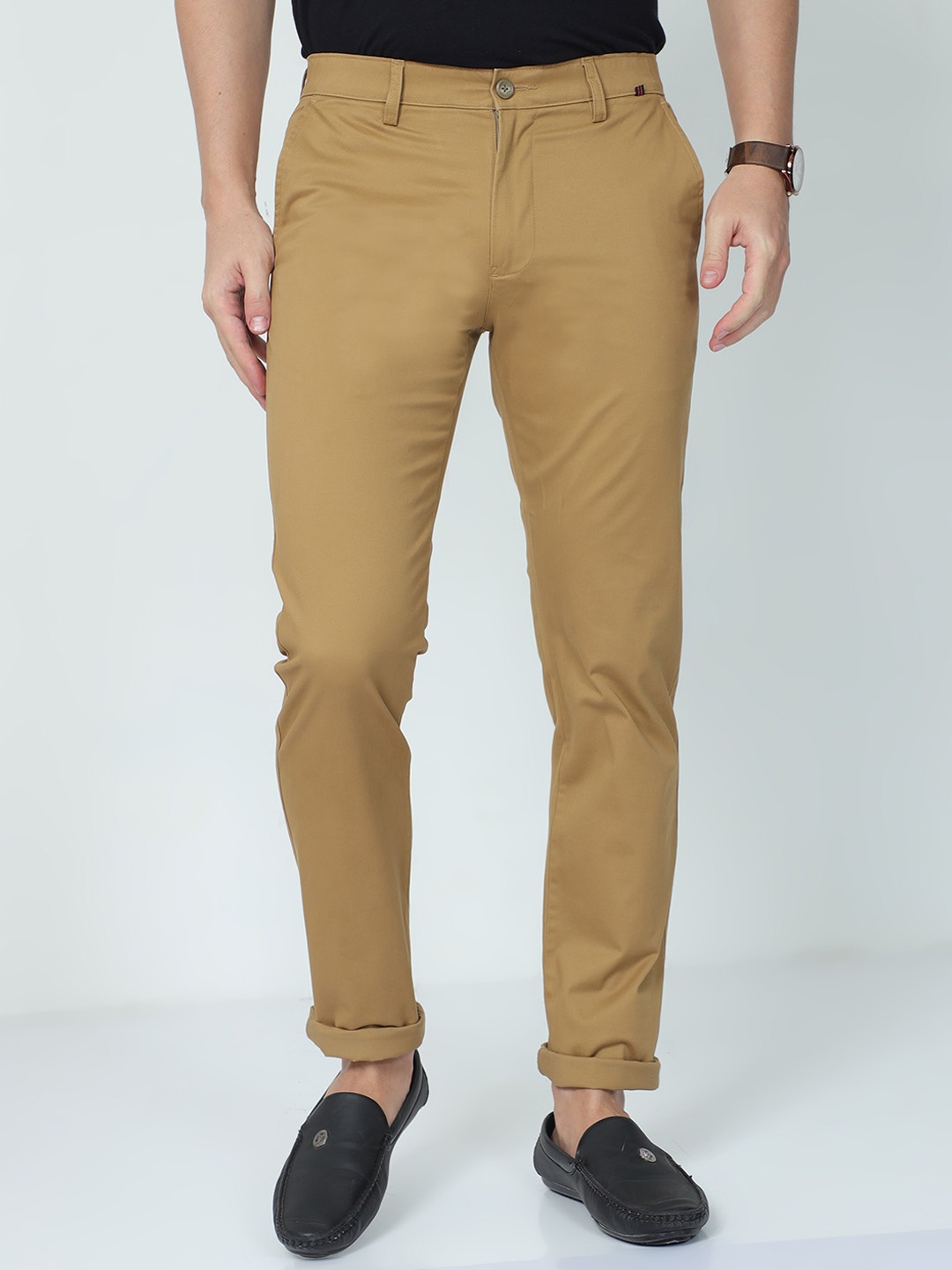 

Classic Polo Men Cotton Classic Plain Flat-Front Slim Fit Trousers, Khaki