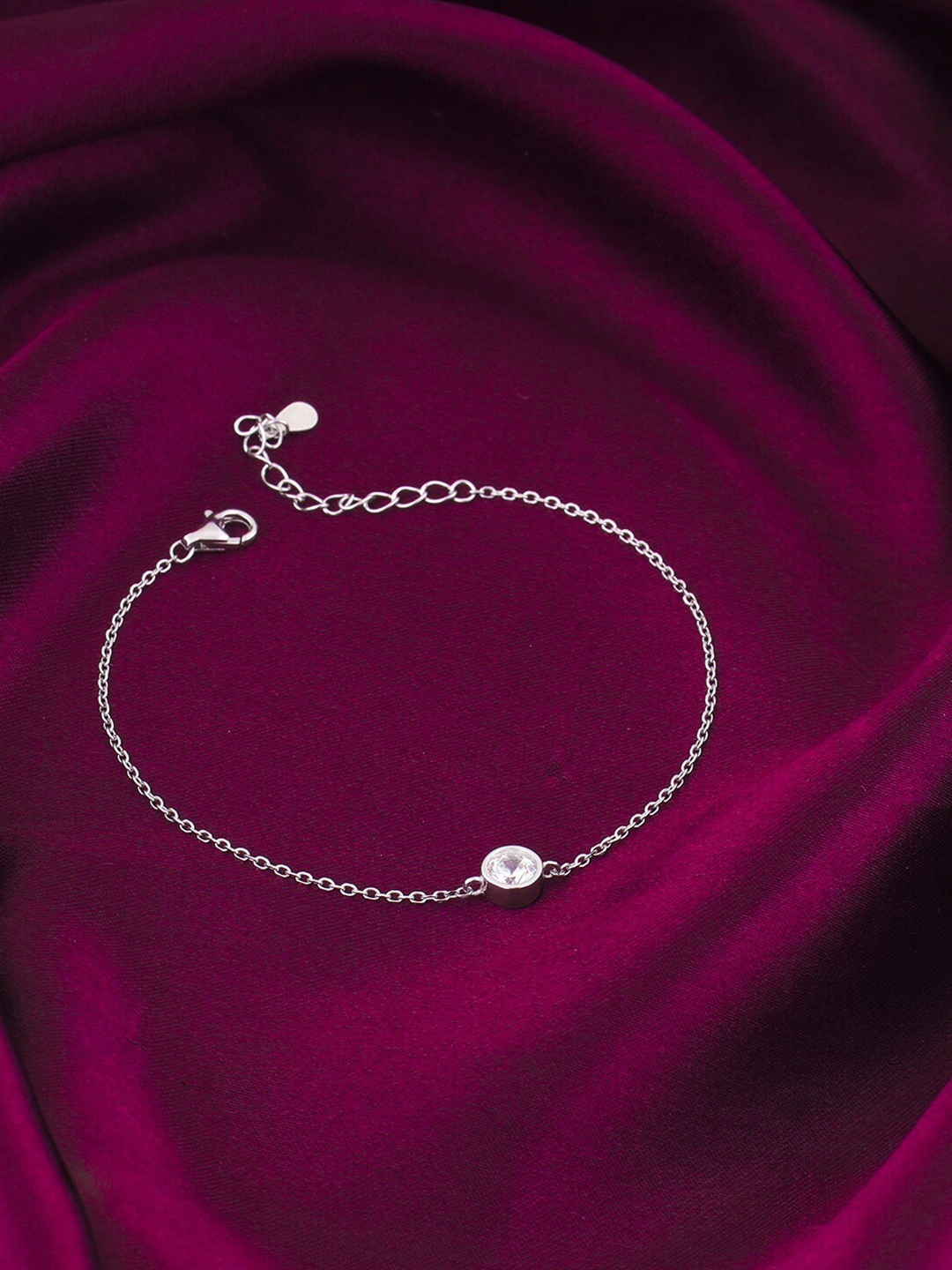 

GIVA Women 925 Sterling Silver Rhodium-Plated Cubic Zirconia Link Bracelet